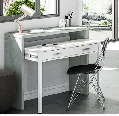 Turin Artic Concrete Grey And White Desk/Dressing Table or Console Table