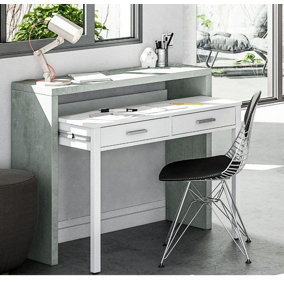 Turin Artic Concrete Grey And White Desk/Dressing Table or Console Table