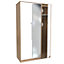 Turin Tall Triple Mirror Wardrobe in White Gloss & Bardolino Oak (Ready Assembled)