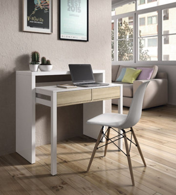 Turin White and Oak Desk/Dressing Table or Console Table