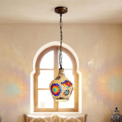 Turkish Moroccan Mosaic Pendant Ceiling Light Handmade Glass Hanging Lamp