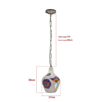 Turkish Moroccan Mosaic Pendant Ceiling Light Handmade Glass Hanging Lamp
