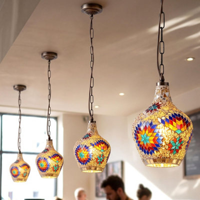 Turkish Moroccan Mosaic Pendant Ceiling Light Handmade Glass Hanging Lamp