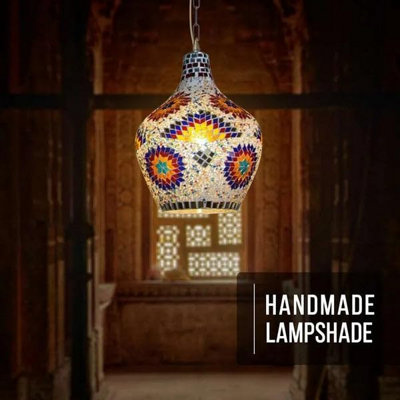 Turkish Moroccan Mosaic Pendant Ceiling Light Handmade Glass Hanging Lamp