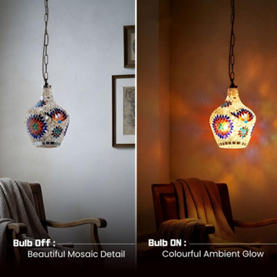 Turkish Moroccan Mosaic Pendant Ceiling Light Handmade Glass Hanging Lamp