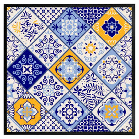 Turkish style azulejos tiles (Picutre Frame) / 12x12" / Oak