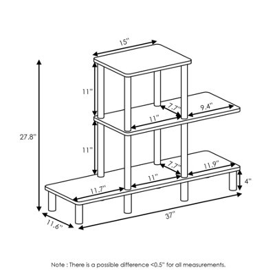 TURN-N-TUBE CORNER MONITOR RISER STAND FOR DESKTOP, ESPRESSO/BLACK