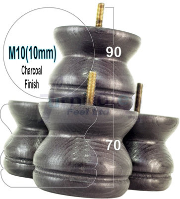 TURNED WOOD LEGS BLACK STAIN 70mm HIGH SET OF 4 REPLACEMENT FURNITURE