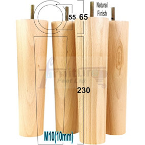 TURNED WOOD LEGS NATURAL 230mm HIGH SET OF 4 REPLACEMENT FURNITURE BUN FEET SETTEE CHAIRS SOFAS FOOTSTOOLS M10 PKC148