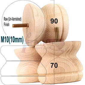 TURNED WOOD LEGS RAW 70mm HIGH SET OF 4 REPLACEMENT FURNITURE BUN FEET SETTEE CHAIRS SOFAS FOOTSTOOLS M10 SHN215
