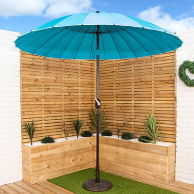 Turquoise 2.6m Aluminium Shanghai Outdoor Garden Furniture Parasol Crank & Tilt DIY at B&Q