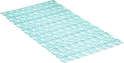 Turquoise Anti Slip Bath and Shower Mat - Lightly Padded Textured Bathroom Non-Slip Tread with Water Drainage Holes - 70 x 36cm