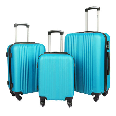 Turquoise Delta Stripe 3 Piece Luggage Set