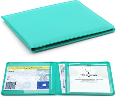 Turquoise Disabled Badge Holder for Car Blue Badge Parking Permit Wallet Protector