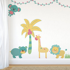 Turquoise Jungle Animal Wall Stickers
