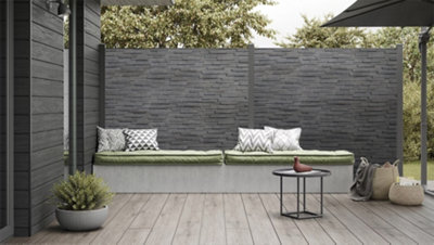Tuscan Anthracite Smooth Mosaic Hardwood Interlocking Split Face 3D Wall Tiles - 11 Pack - Each Tile 15 x 70cm