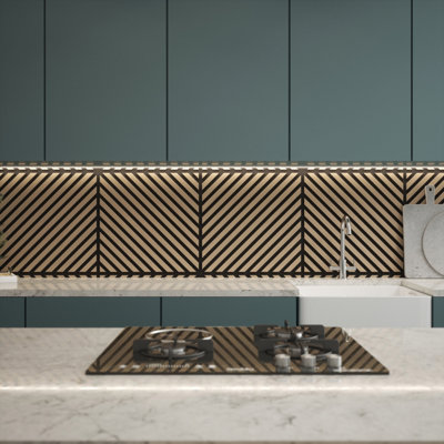 Tuscan Chevron Natural Oak Acoustic Wall Tiles Wrapped Slat PVC - 4 ...