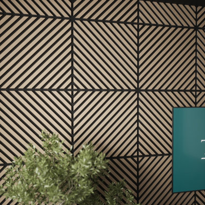 Tuscan Chevron Natural Oak Acoustic Wall Tiles Wrapped Slat PVC - 4 ...