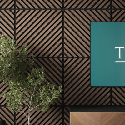 Tuscan Chevron Walnut Acoustic Wall Tiles Wrapped Slat PVC - 4 Pack ...