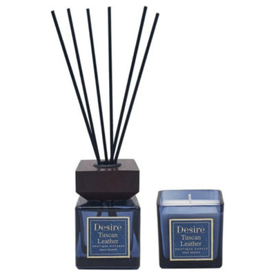 Tuscan Leather Jar Candle & Reed Diffuser Gift Set