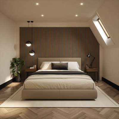 Tuscan Natural Oak Acoustic Wall Panels Wrapped Slat PVC - Single Panel ...