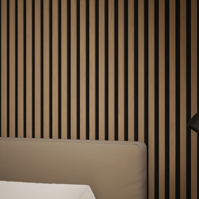 Tuscan Natural Oak Acoustic Wall Panels Wrapped Slat PVC - Single Panel ...