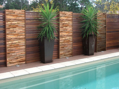 Tuscan Natural Rustic Mosaic Hardwood Interlocking Split Face 3D Wall Tiles - 11 Pack - Each Tile 15 x 70cm