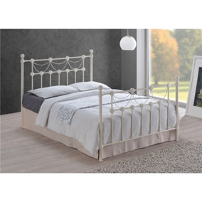 Tuscan Style Ivory Metal Bed Frame - Double 4ft 6"