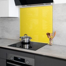 Tuscan Sun Yellow Toughened Glass Kitchen Splashback - 650mm x 600mm