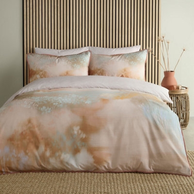 Tuscany 100% Cotton Tuscan Landscape Print Natural Duvet Cover Set