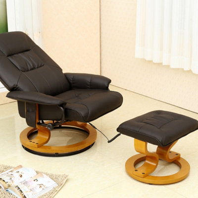 Leather recliner deals chair with footstool