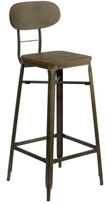 Tuscany Breakfast Bar Stool, Fixed Grey Legs And Footrest, Height Adjustable Swivel, Home & Kitchen Barstool, Espresso Brown