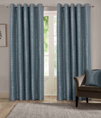 Tuscany Geometric Window Polyster Eyelet Curtains