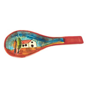 Tuscany Hand Painted Village Ceramic Kitchen Dining Utensil Spoon Rest (L) 27cm