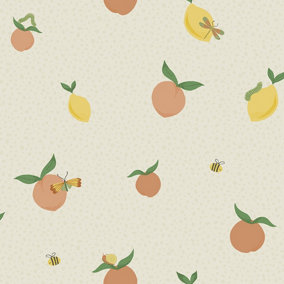 Tutti Fruity Cream/Orange Children's Wallpaper