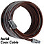 Tv Aerial Coax Cable RF Lead Male Plug to Plug with Coupler Brown 3 Metres
