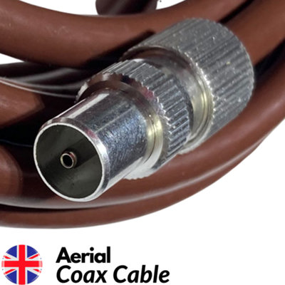Tv Aerial Coax Cable RF Lead Male Plug to Plug with Coupler White 3 Metres