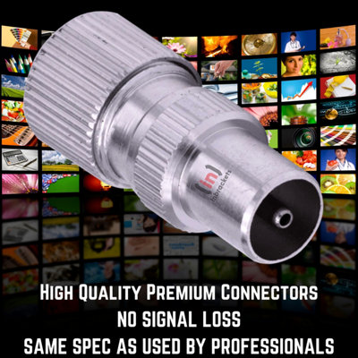 Tv Aerial Coaxial Cable Connector Set - 2 Female Aerial Connector 2 Male TV Aerial Connectors Plus Female Coupler Adapter 5 Piece - 3