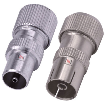 TV Aerial Connector Set - Male and Female Connectors with Coupler for