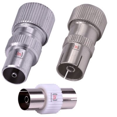 TV Aerial Connector Set - Male and Female Connectors with Coupler for Enhanced Signal Transmission Versatile TV Aerial Connectors