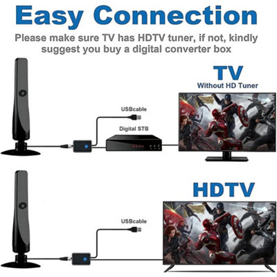TV Aerial Digital Indoor TV Aerial with Signal Booster TV Antenna for  Freeview