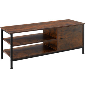 TV Cabinet Durban - With 3 shelves & built in cupboard - TV shelf TV cabinet industrial style - Industrial wood dark rustic