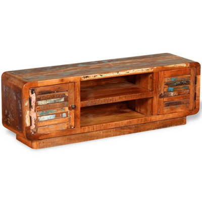 VidaXL TV Media Cabinet - Solid Reclaimed Wood & Iron Frame, Industrial Style, 150x30x40 Cm, Unique Grain