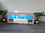 TV Cabinets, LED Unit Stand Matt Body High Gloss Door With RGB Led Lights Storage stone grey effect