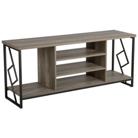 TV Stand Dark Wood and Black FORRES