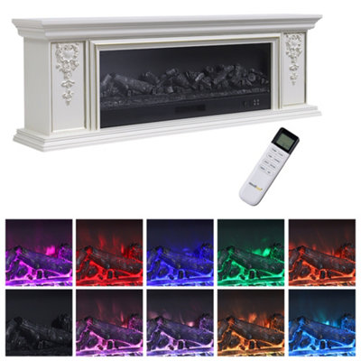 TV Stand Electric Fireplace Adjustable 7 Flame with Remote for Living Room - 4