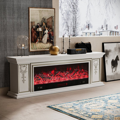 TV Stand Electric Fireplace Adjustable Flame with Remote for Living Room