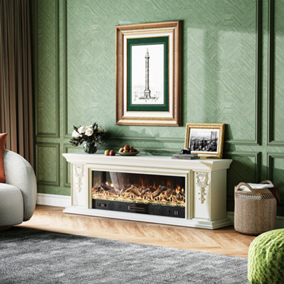 TV Stand Electric Fireplace Adjustable Flame with Remote for Living Room