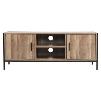 TV Stand Entertainment Center with 2 Doors and 2 Cubby Storages Cabinets for Living Room Bedroom