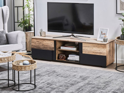 TV Stand Light Wood with Black STERLING